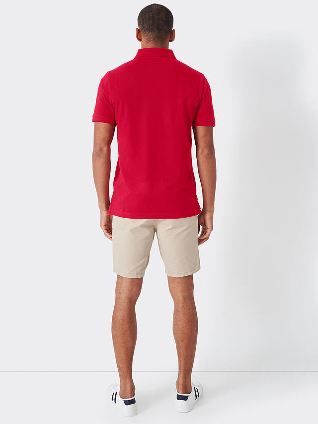Crew Clothing Pique Short Sleeve Polo Top, Crimson Red