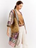 Gerard Darel Nao Abstract Mixed Print Longline Kimono Jacket, Natural/Multi