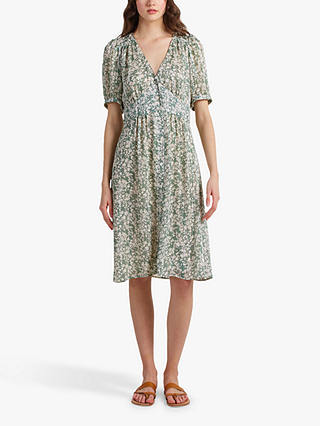 Gerard Darel Jane Floral Print Tea Dress, Green/Multi