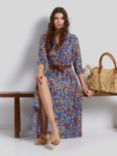 Gerard Darel James Floral Print Midi Dress, Indigo/Multi