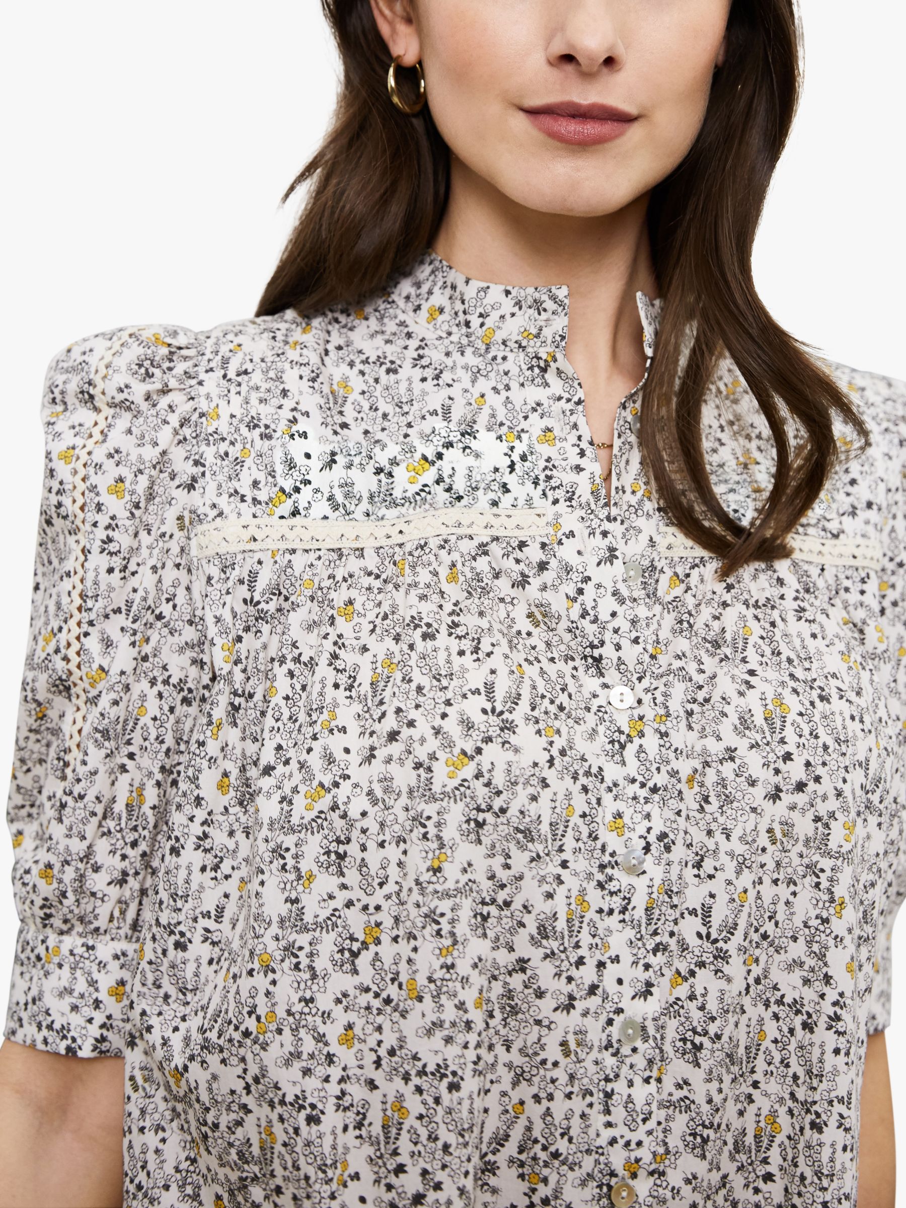 Baukjen Adaora Floral Shirt Dress, Soft White at John Lewis & Partners