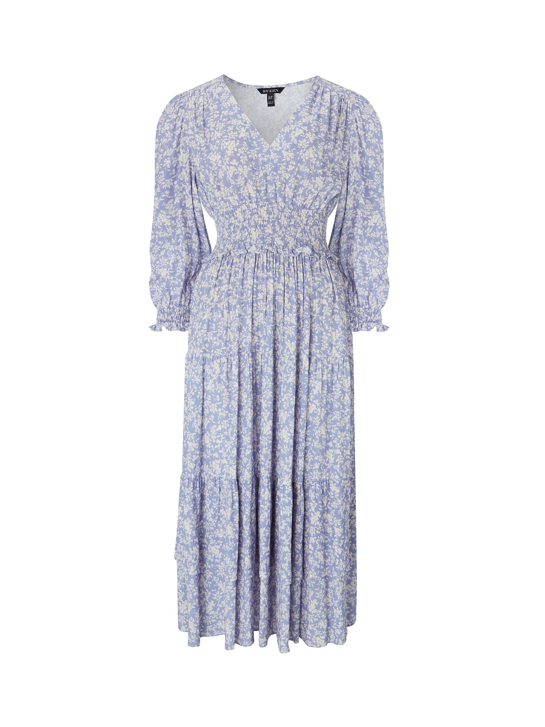 Baukjen Elisabetta Floral Tiered Midi Dress, Pale Lavender at John ...