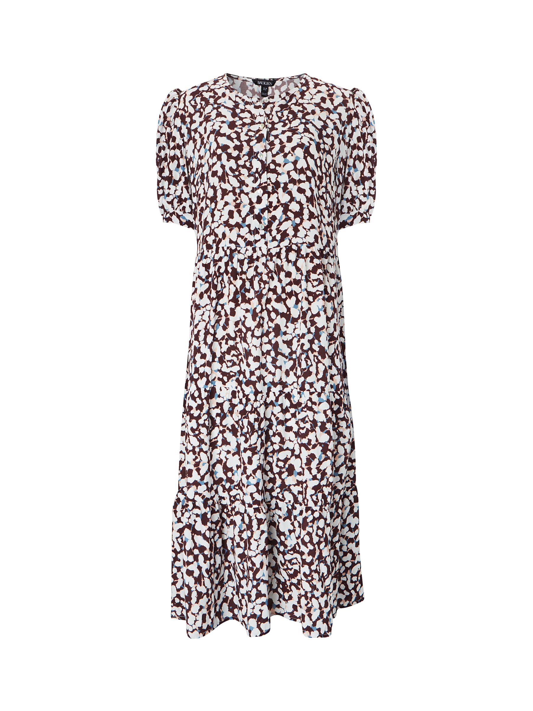 Buy Baukjen Olivia Animal Print Midi Dress, Burgundy Petal Online at johnlewis.com