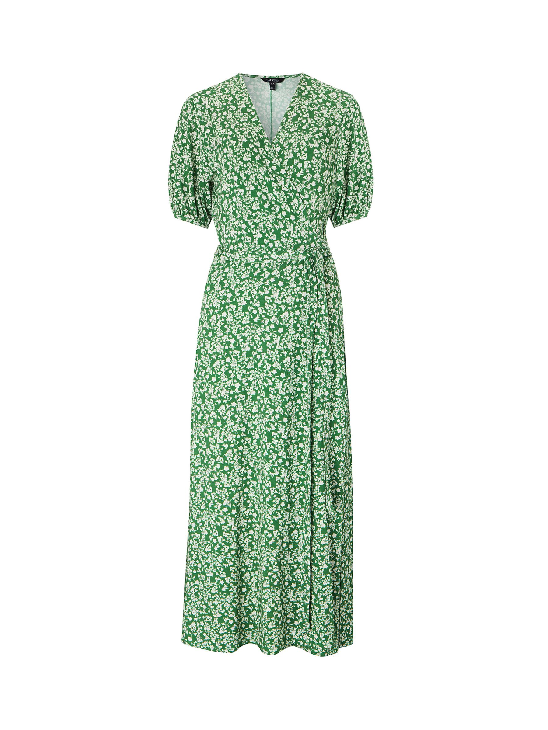 Baukjen Colette Foliage Print Midi Dress, Fern Green at John Lewis ...