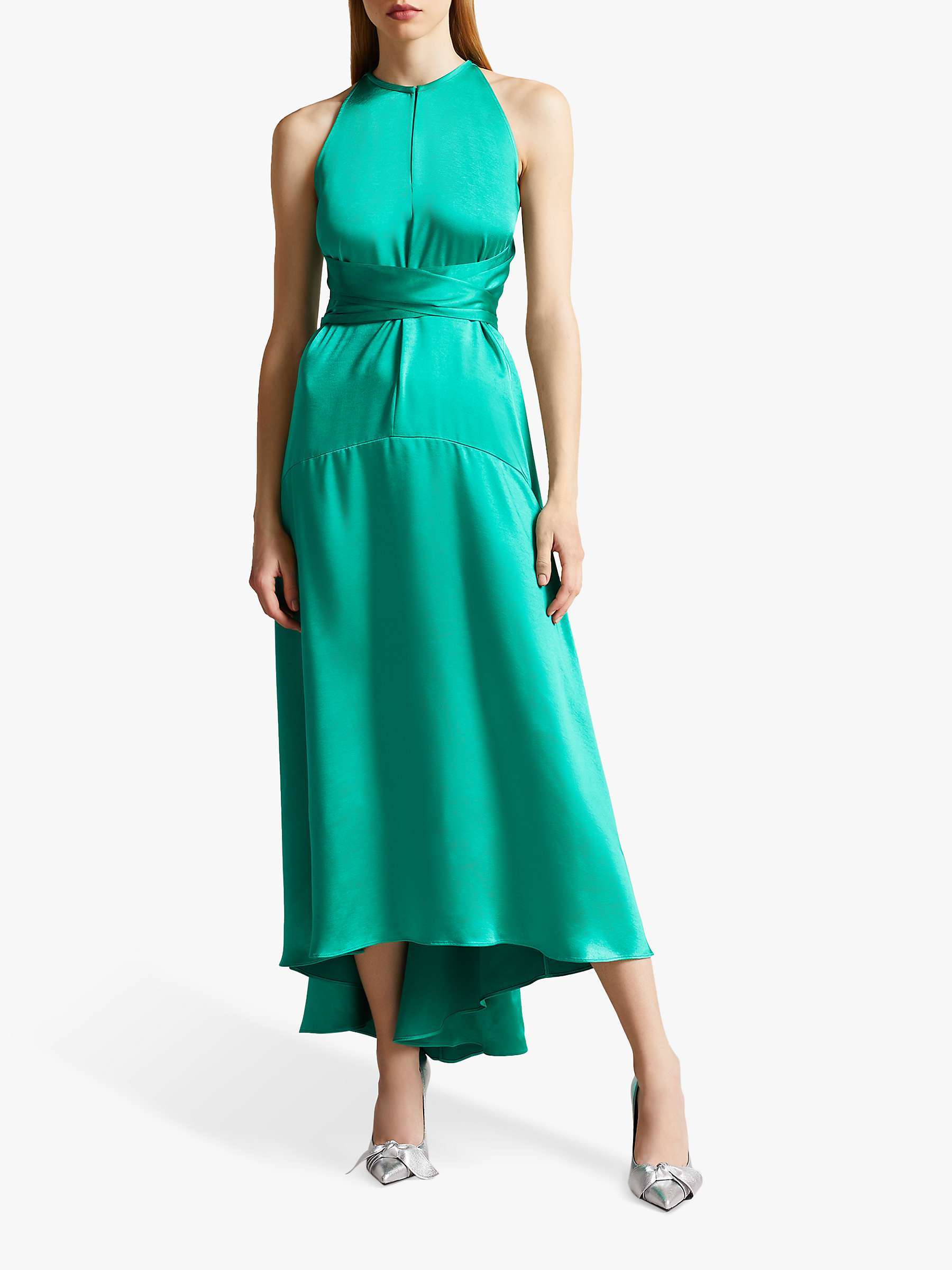 Ted Baker Milly Satin Midi Dress, Green at John Lewis & Partners