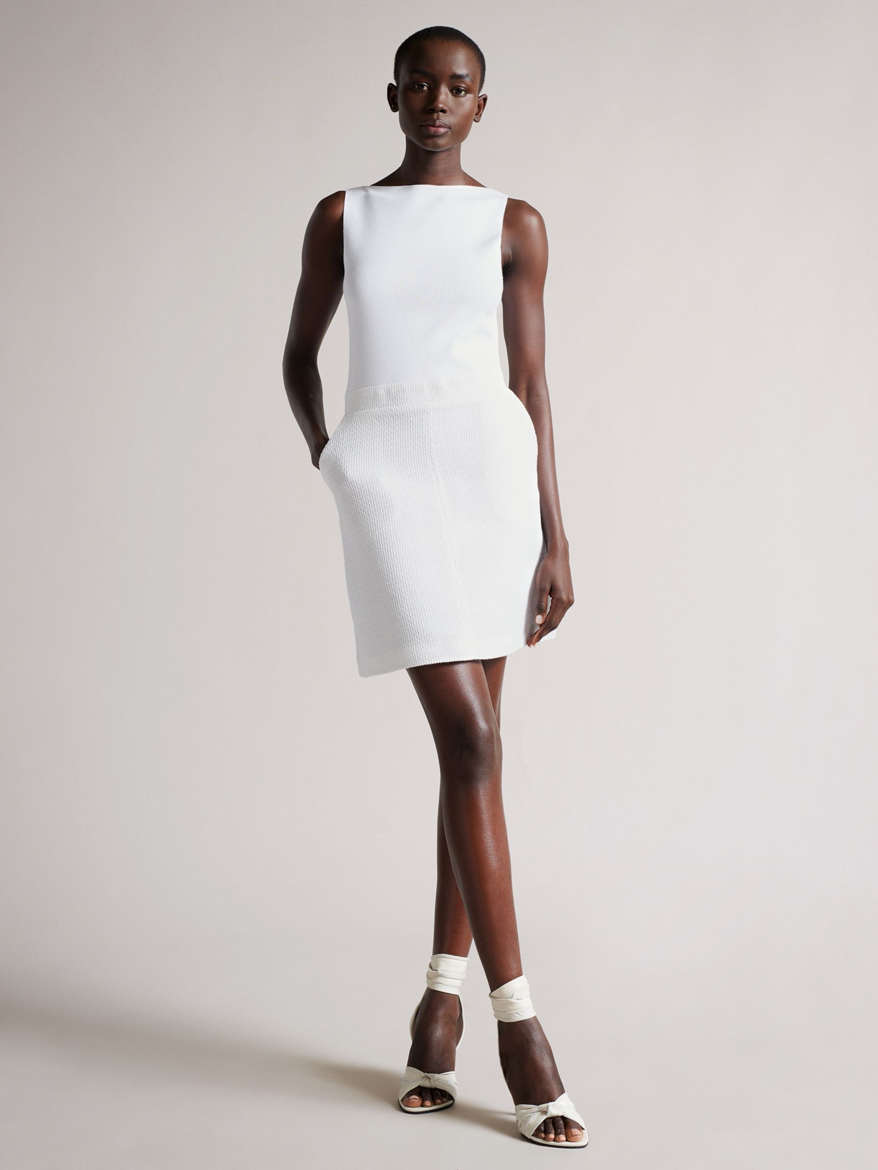 Ted Baker Anitra Sleeveless Mini Dress, White at John Lewis & Partners