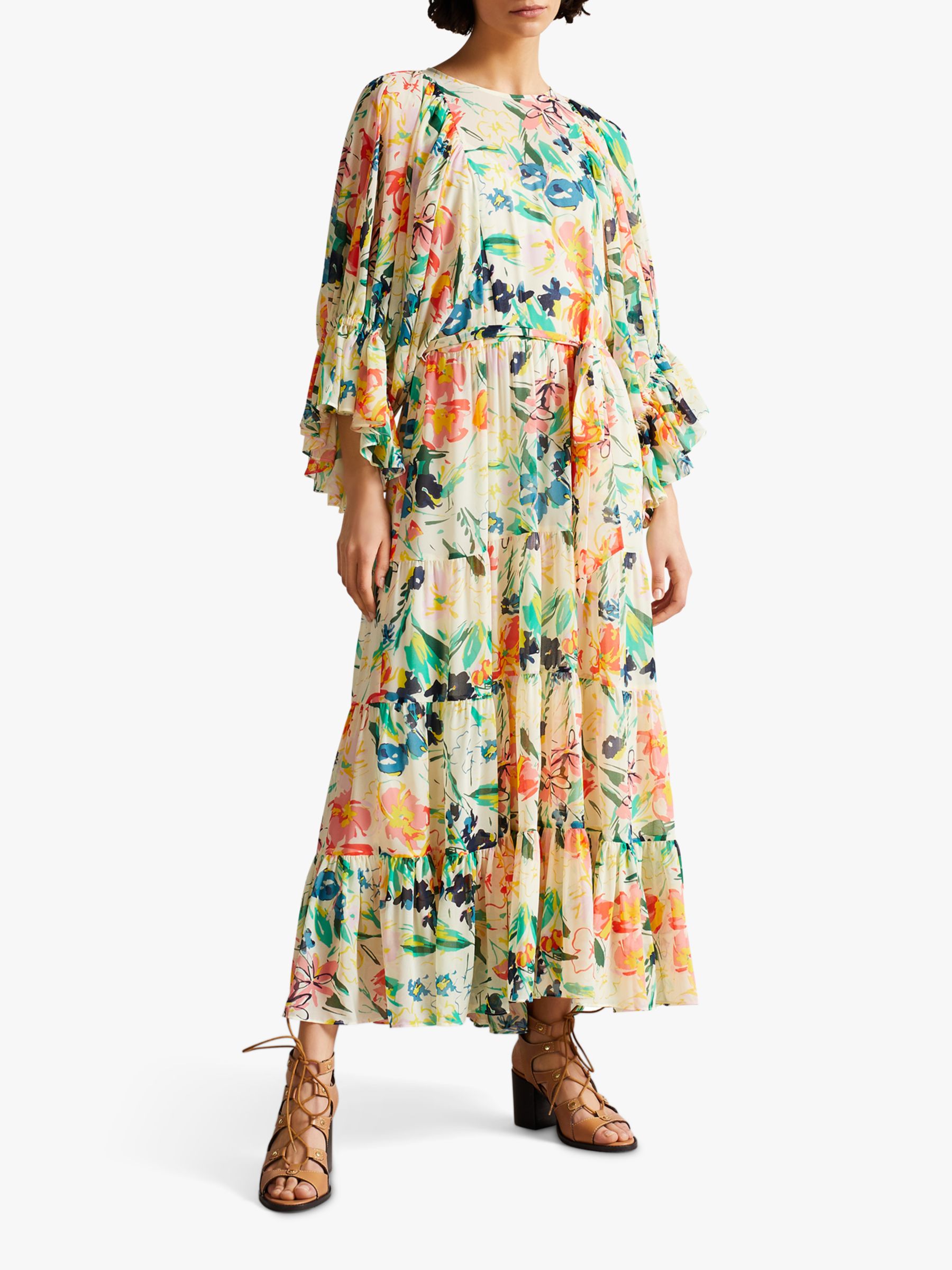 Ted Baker Kiyrie Floral Maxi Dress, White/Multi