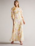 Ted Baker Leyona Floral Ruffle Maxi Dress, White/Multi