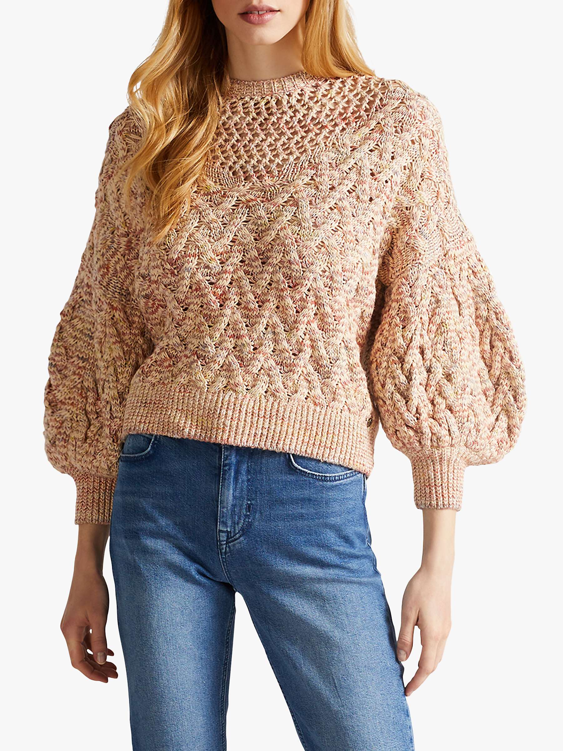 Ted Baker Lorensa Chunky Cable Knit Jumper, Camel at John Lewis & Partners