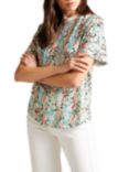 Ted Baker Domela Floral Print Cotton Linen T-Shirt, Multi