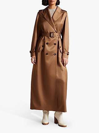 Ted Baker Fabri Long Trench Coat, Brown