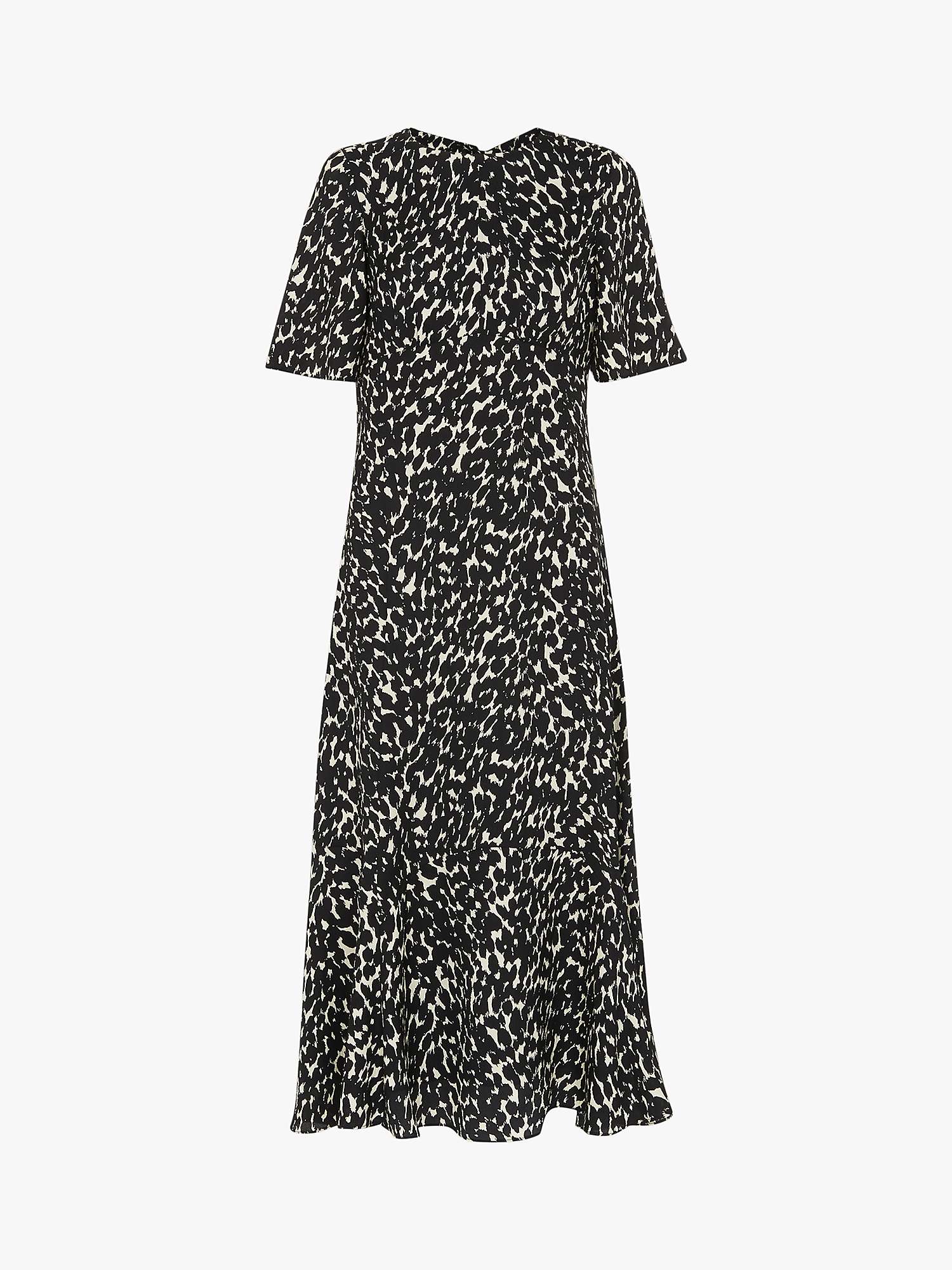 Whistles Sahara Animal Print Midi Dress, Black/Multi at John Lewis ...