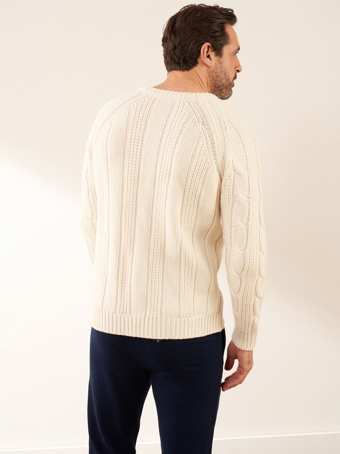 Truly Mayfair Chunky Cable Knit Fisherman Jumper, Ivory at John Lewis &  Partners