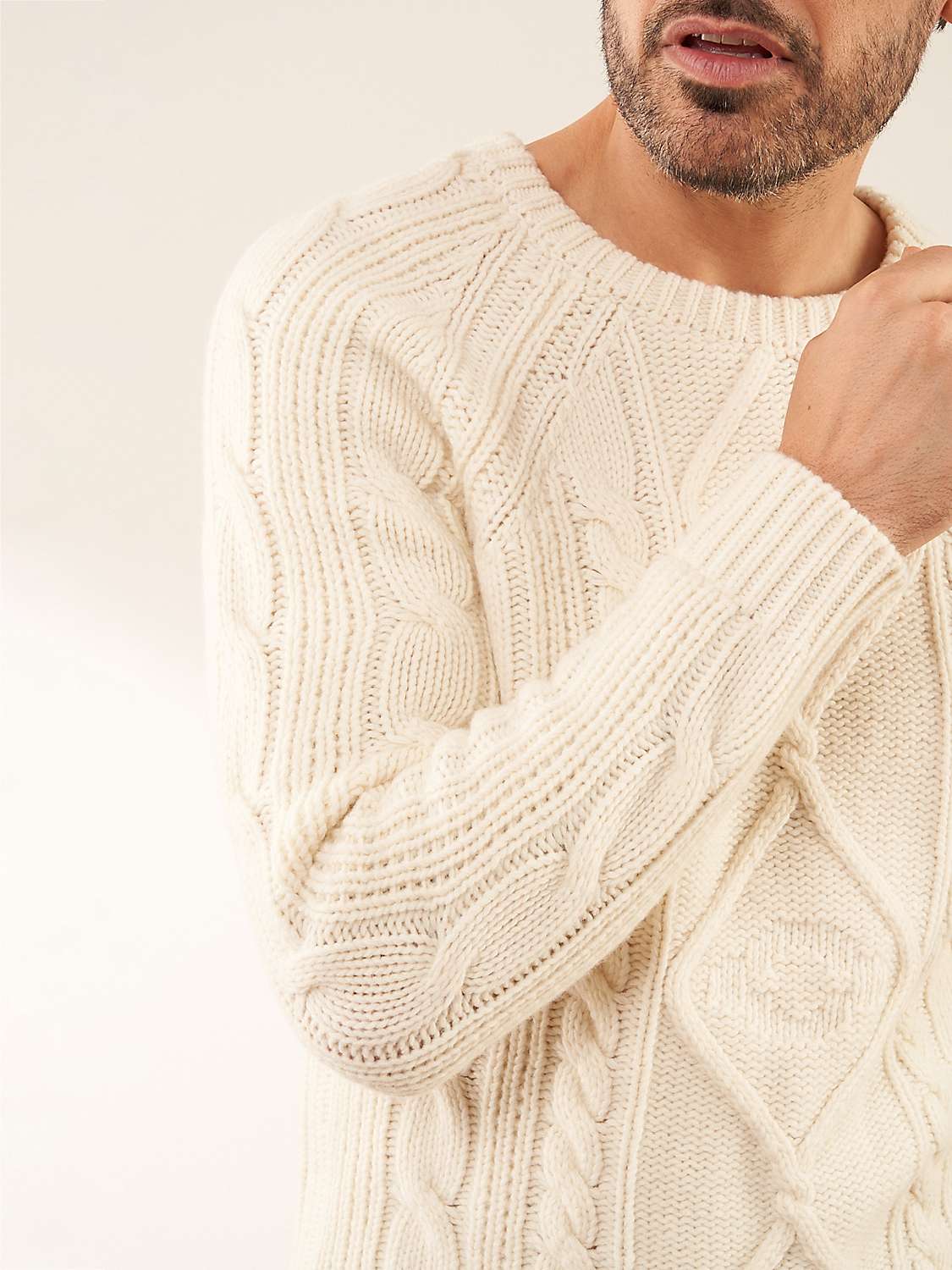 Truly Mayfair Chunky Cable Knit Fisherman Jumper, Ivory at John