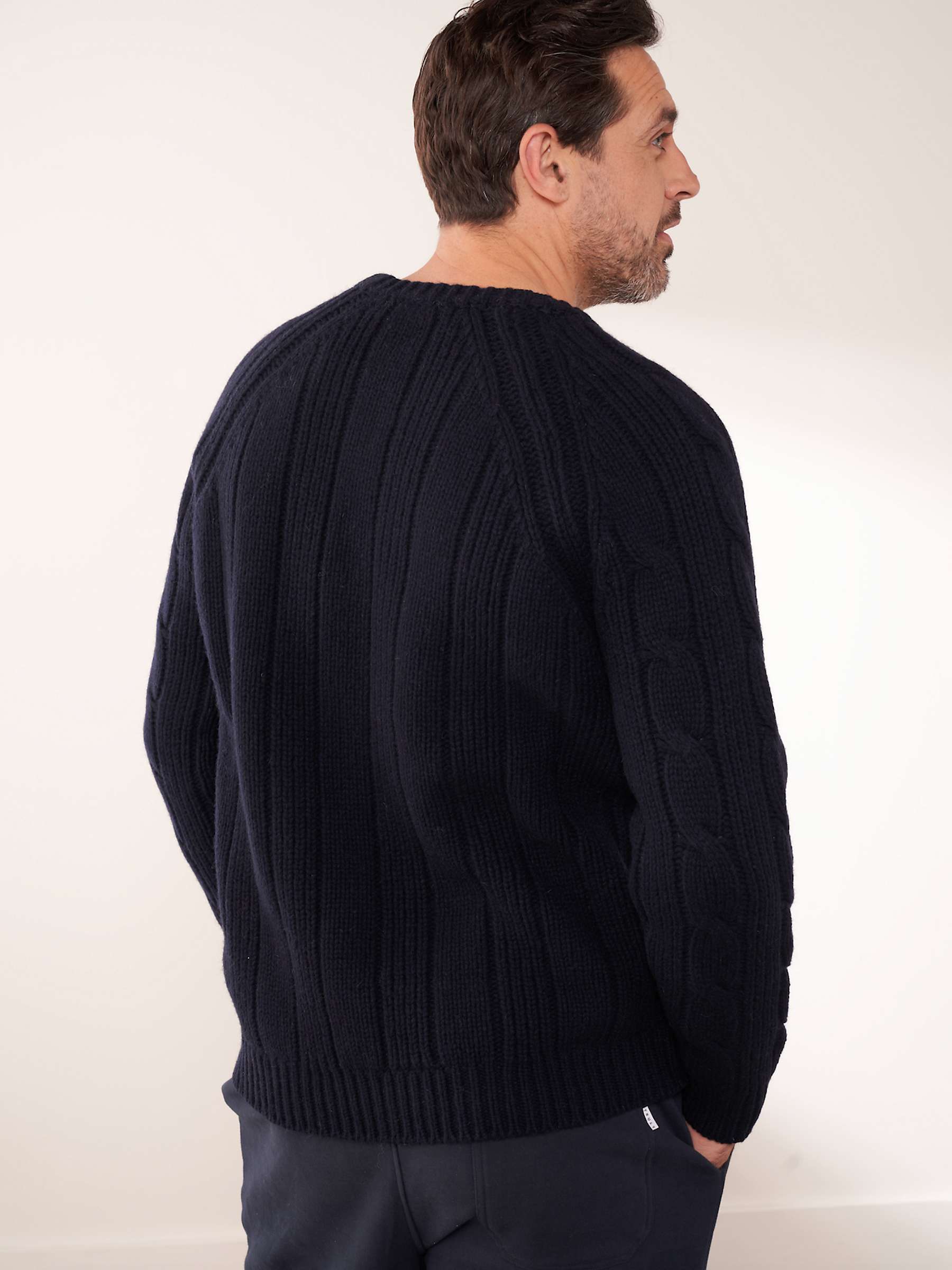 Buy Truly Mayfair Cable Knit Fisherman Jumper, Midnight Blue Online at johnlewis.com