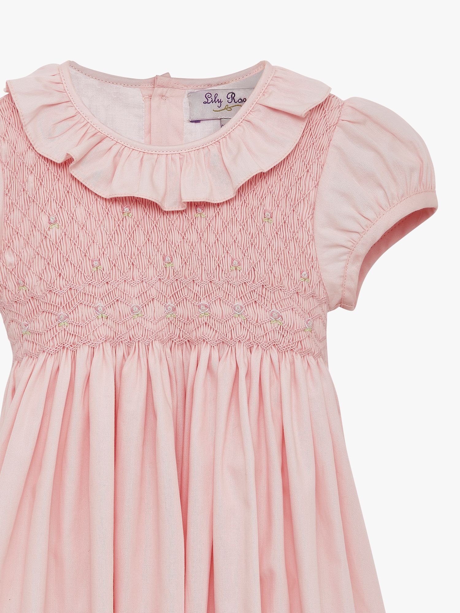 Trotters Willow Baby Hand Smocked Bodice Dress, Peach, 3-6 months