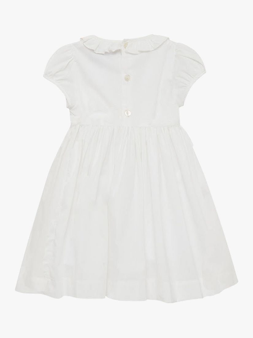 Trotters Willow Kids Rose Hand-Smocked Dress, White, 3-6 months