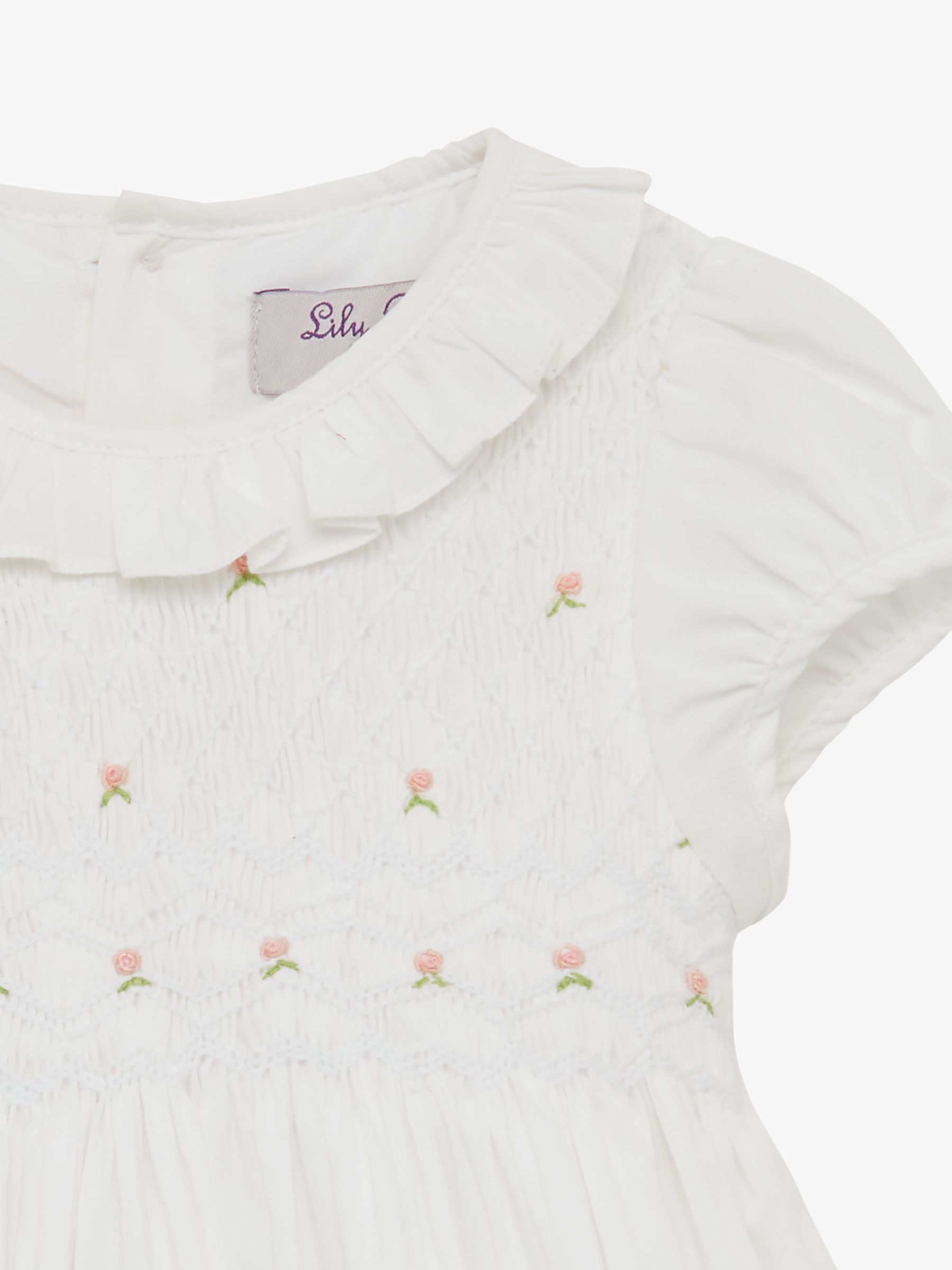 Buy Trotters Willow Kids Rose Hand-Smocked Dress, White Online at johnlewis.com