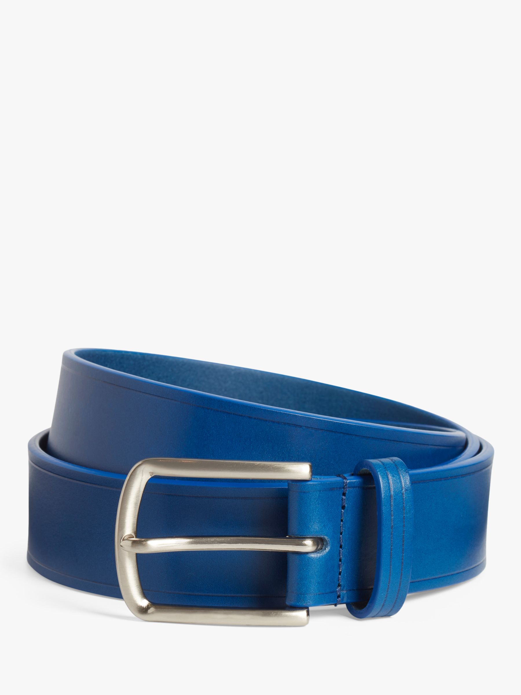 Simon Carter Leather Belt, Blue at John Lewis & Partners