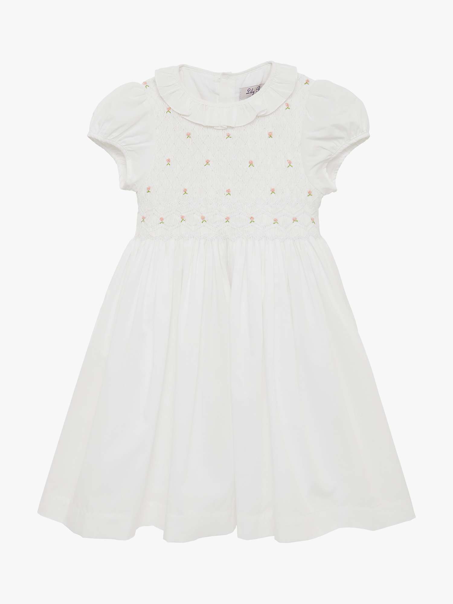 Buy Trotters Willow Baby Hand Smocked Bodice Dress, White Online at johnlewis.com