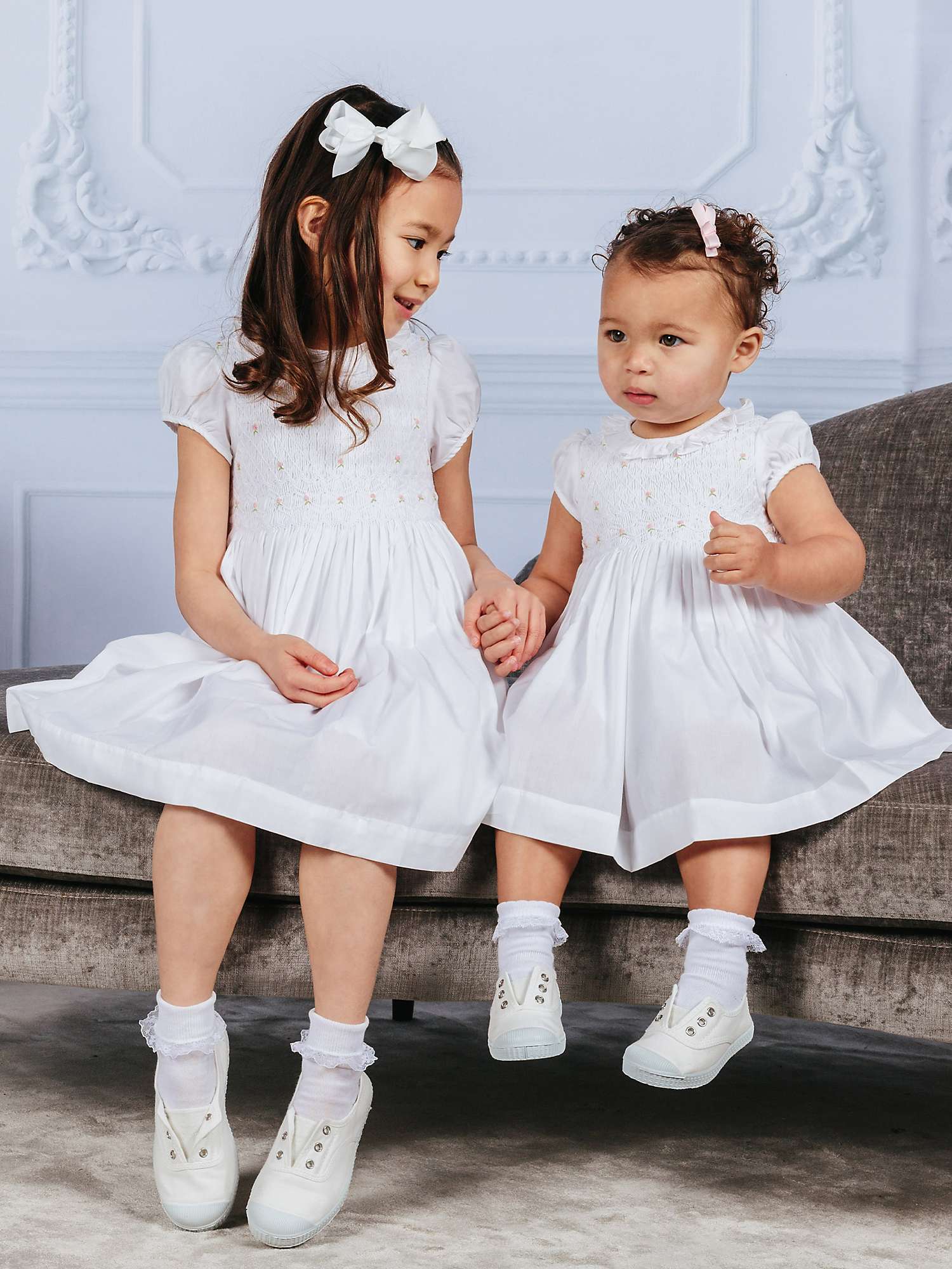 Buy Trotters Willow Baby Hand Smocked Bodice Dress, White Online at johnlewis.com
