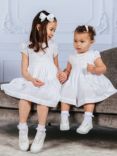 Trotters Willow Baby Hand Smocked Bodice Dress, White