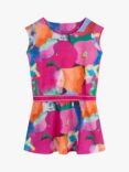 Aigle Kids' Abstract Floral Short Sleeve Dress, Indian Pink