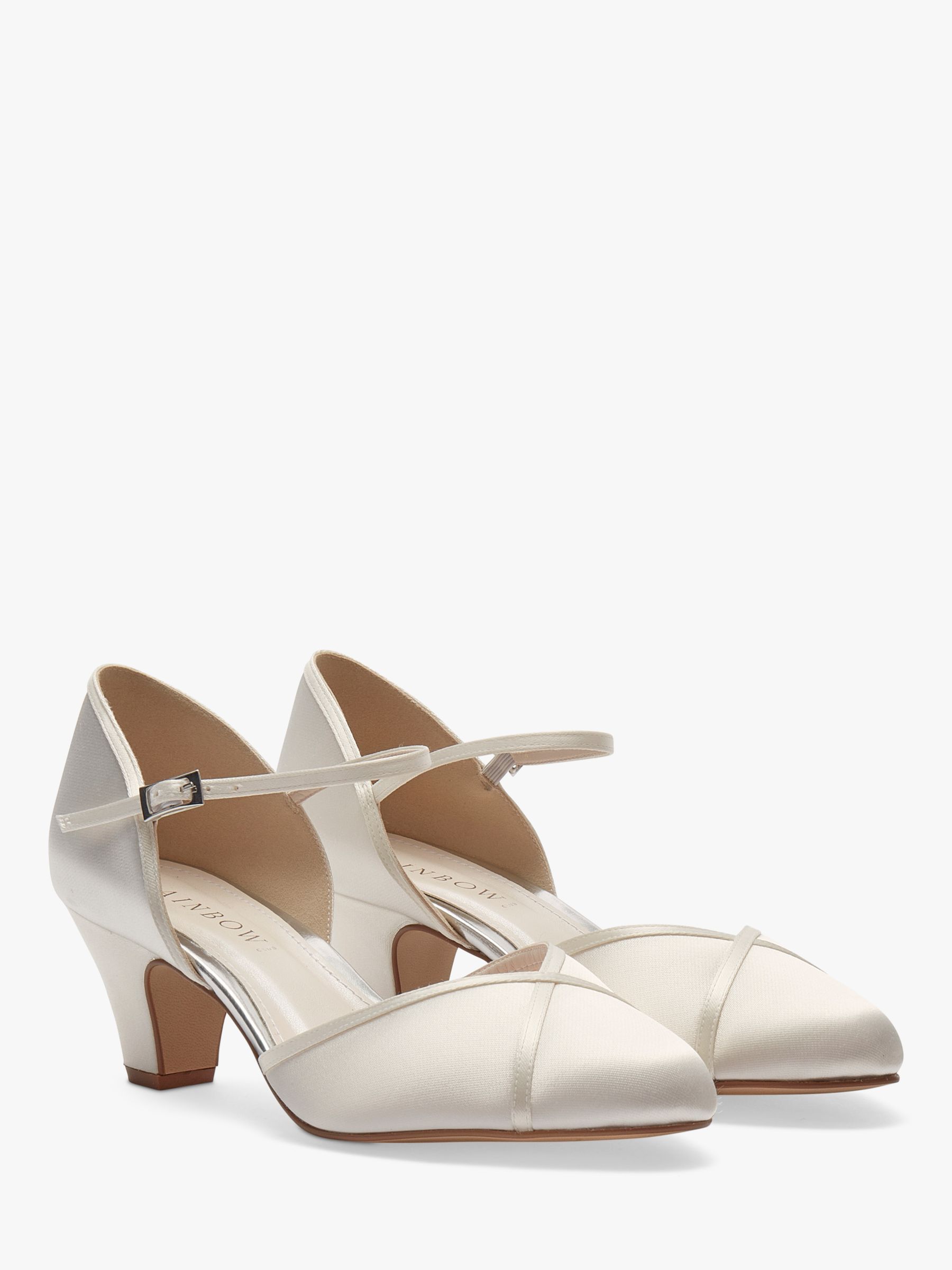 Buy Rainbow Club Shirley Wide Fit Court Shoes, Ivory Satin Online at johnlewis.com