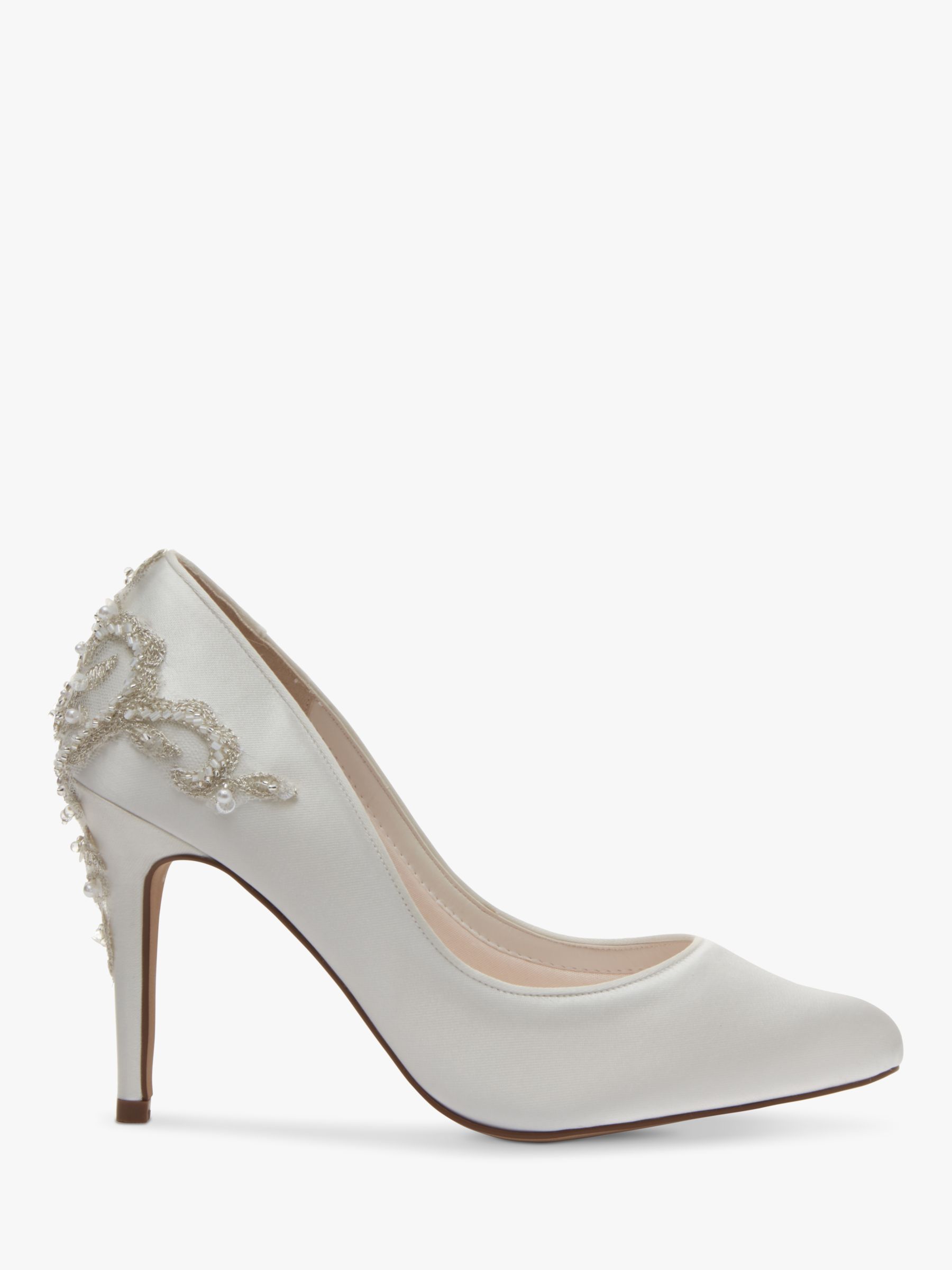 Rainbow Club Willow Embellished Court Shoes, Ivory Satin