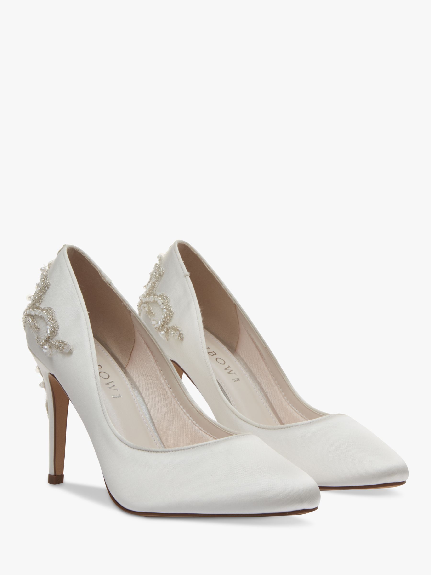 Rainbow Club Willow Embellished Court Shoes, Ivory Satin, 3.5