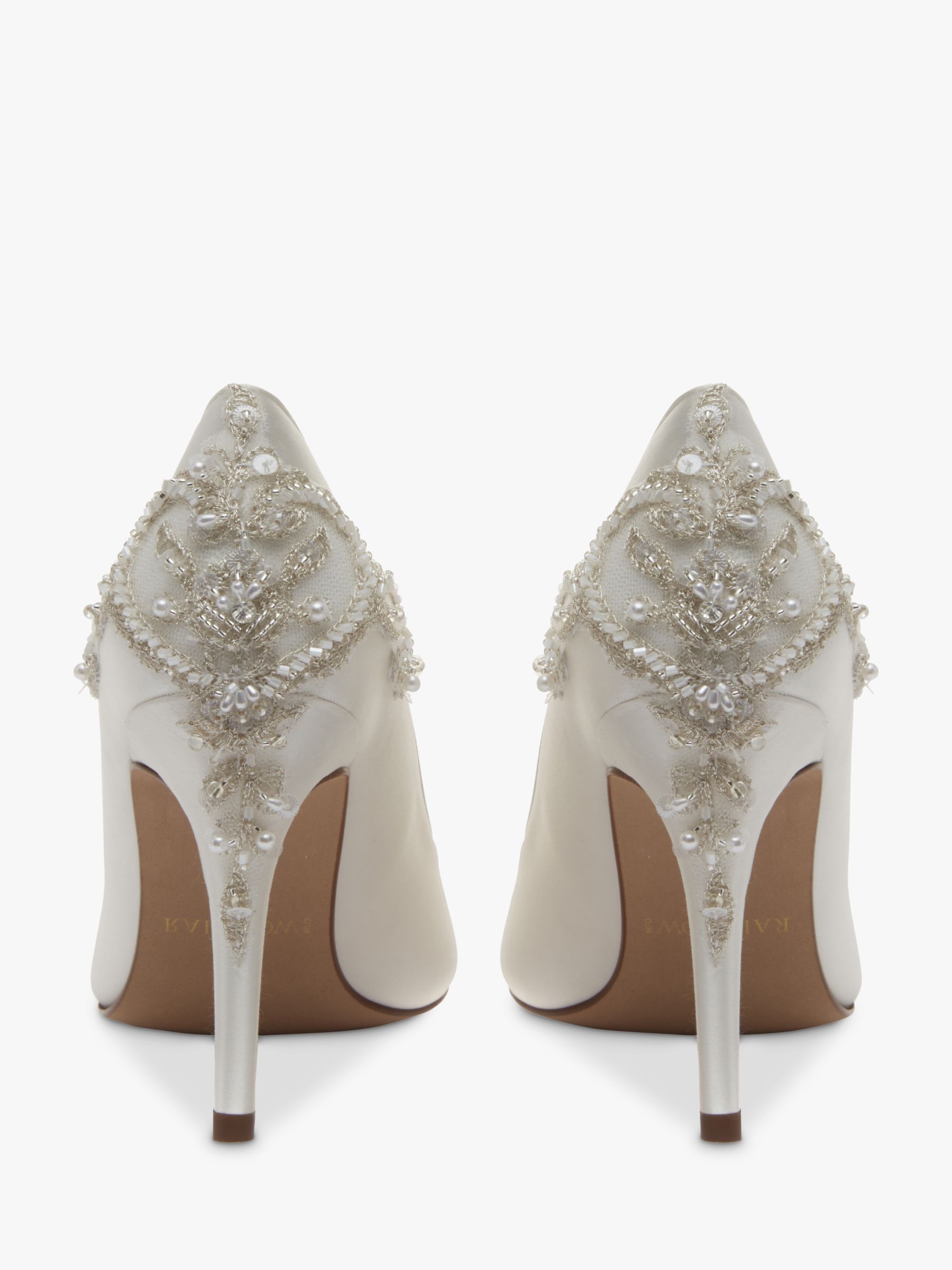 Rainbow Club Willow Embellished Court Shoes, Ivory Satin, 3.5