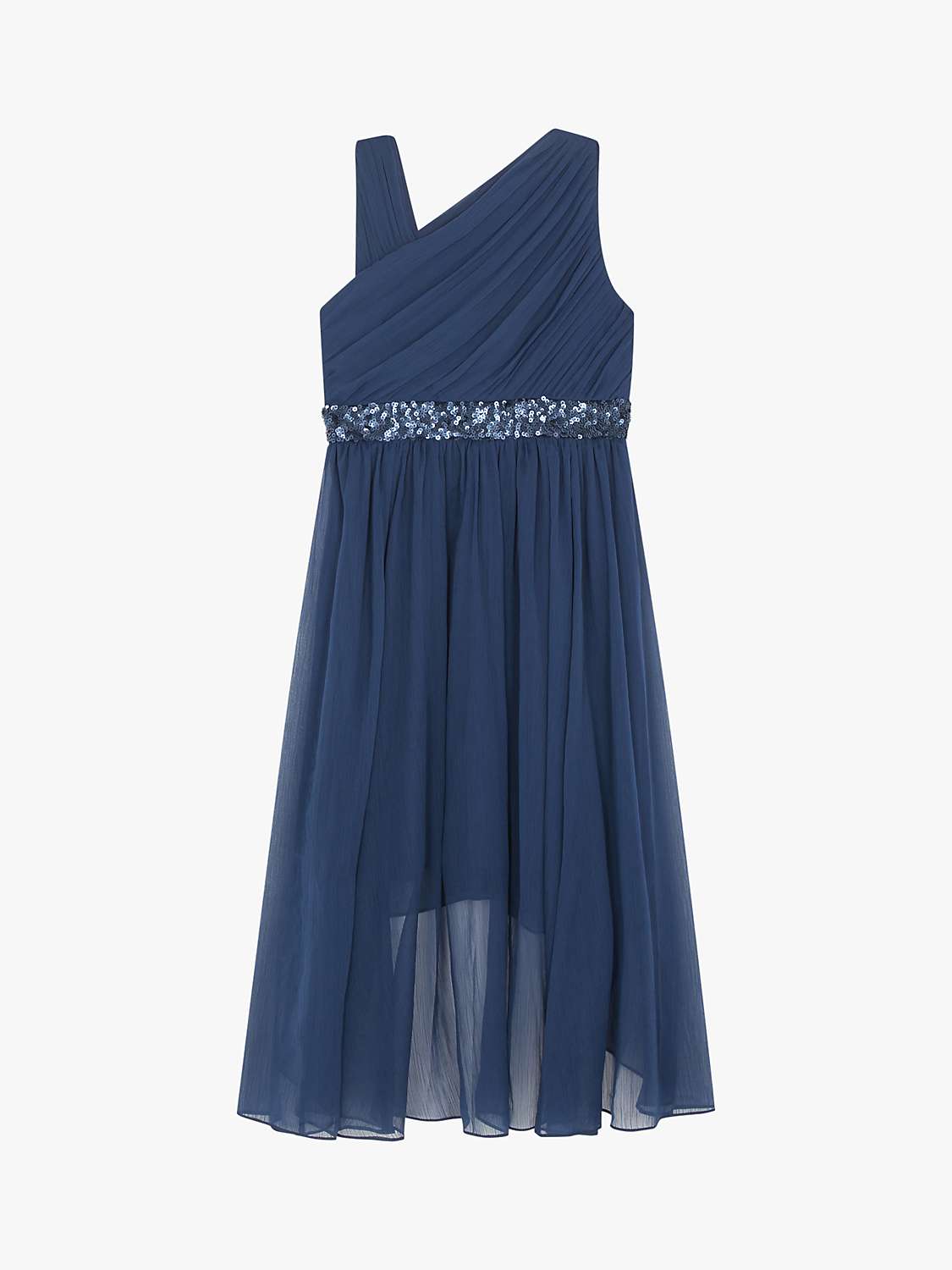 Buy Monsoon Kids' Abigail One Shoulder Prom Dress, Navy Online at johnlewis.com