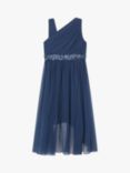 Monsoon Kids' Abigail One Shoulder Prom Dress, Navy