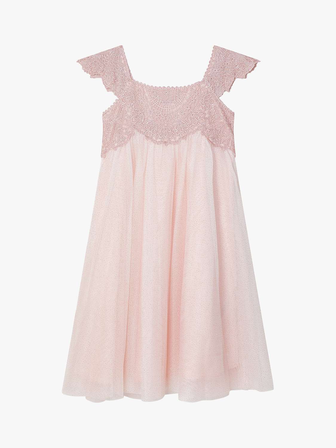 Buy Monsoon Kids' Estella Lace Sleeve Maxi Dress, Pink Online at johnlewis.com