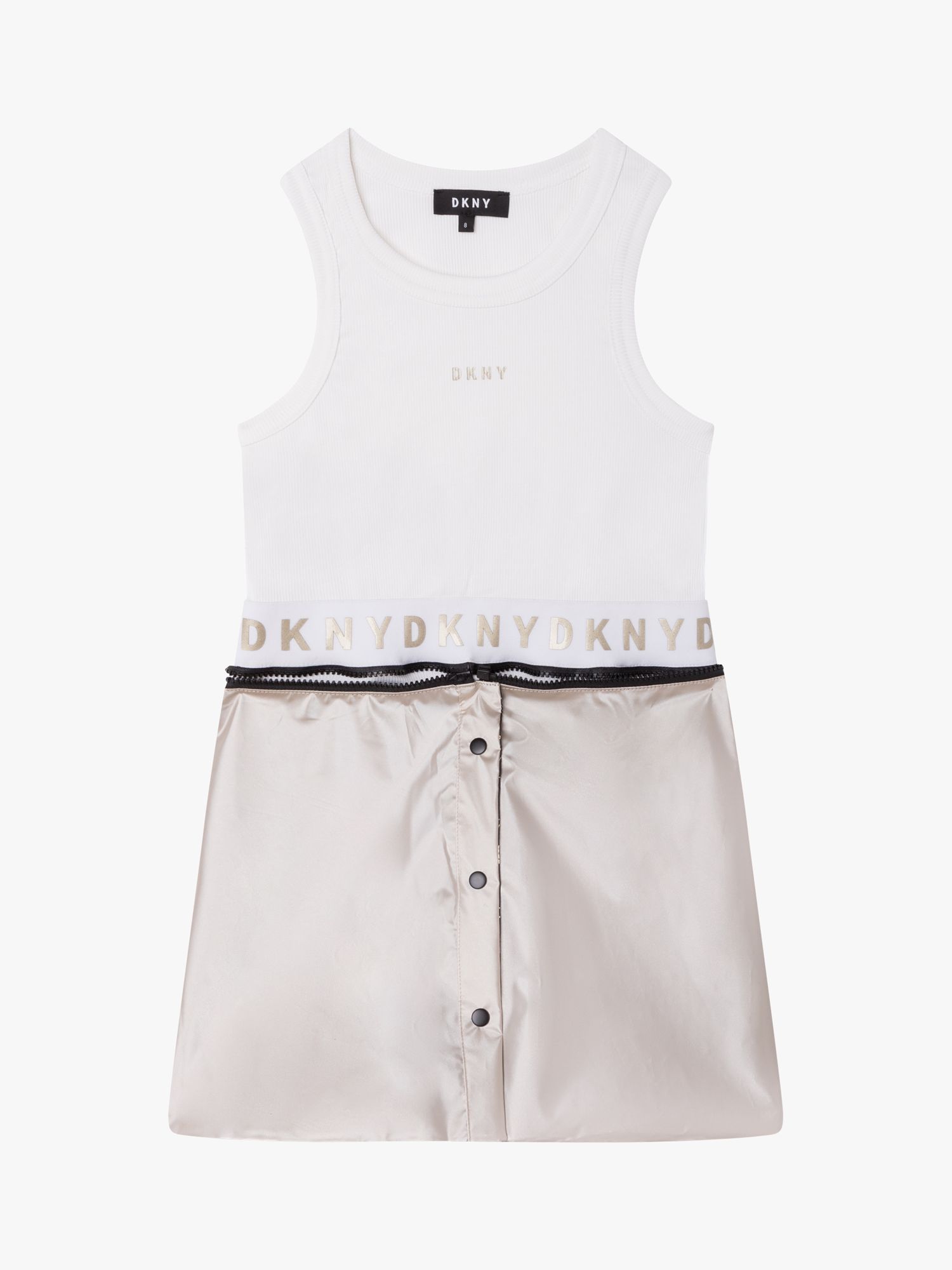 DKNY Kids' Colour Block Tank Top Dress, White/Multi, 4 years