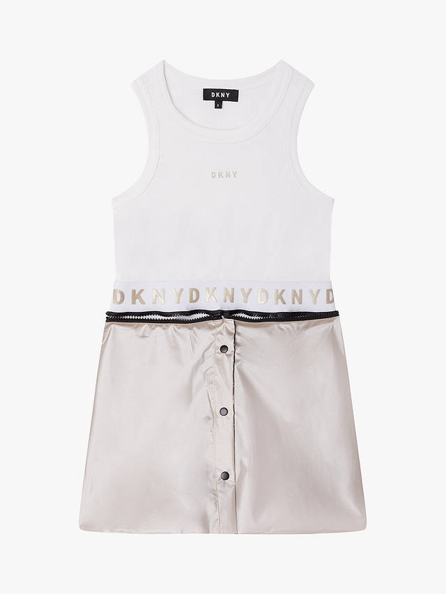 DKNY Kids' Colour Block Tank Top Dress, White/Multi