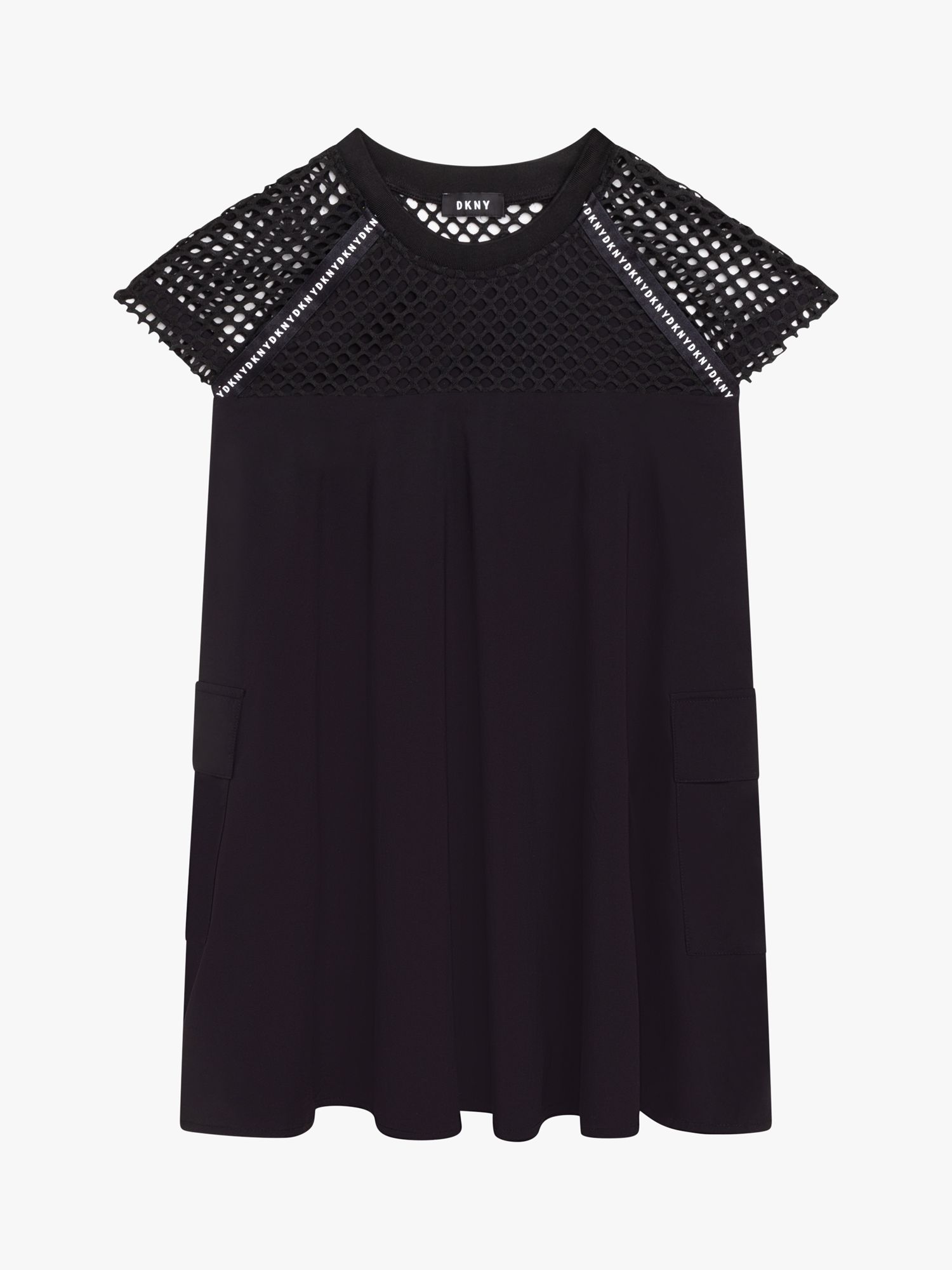 DKNY Kids' Mesh Sleeve Dress, Black at John Lewis & Partners