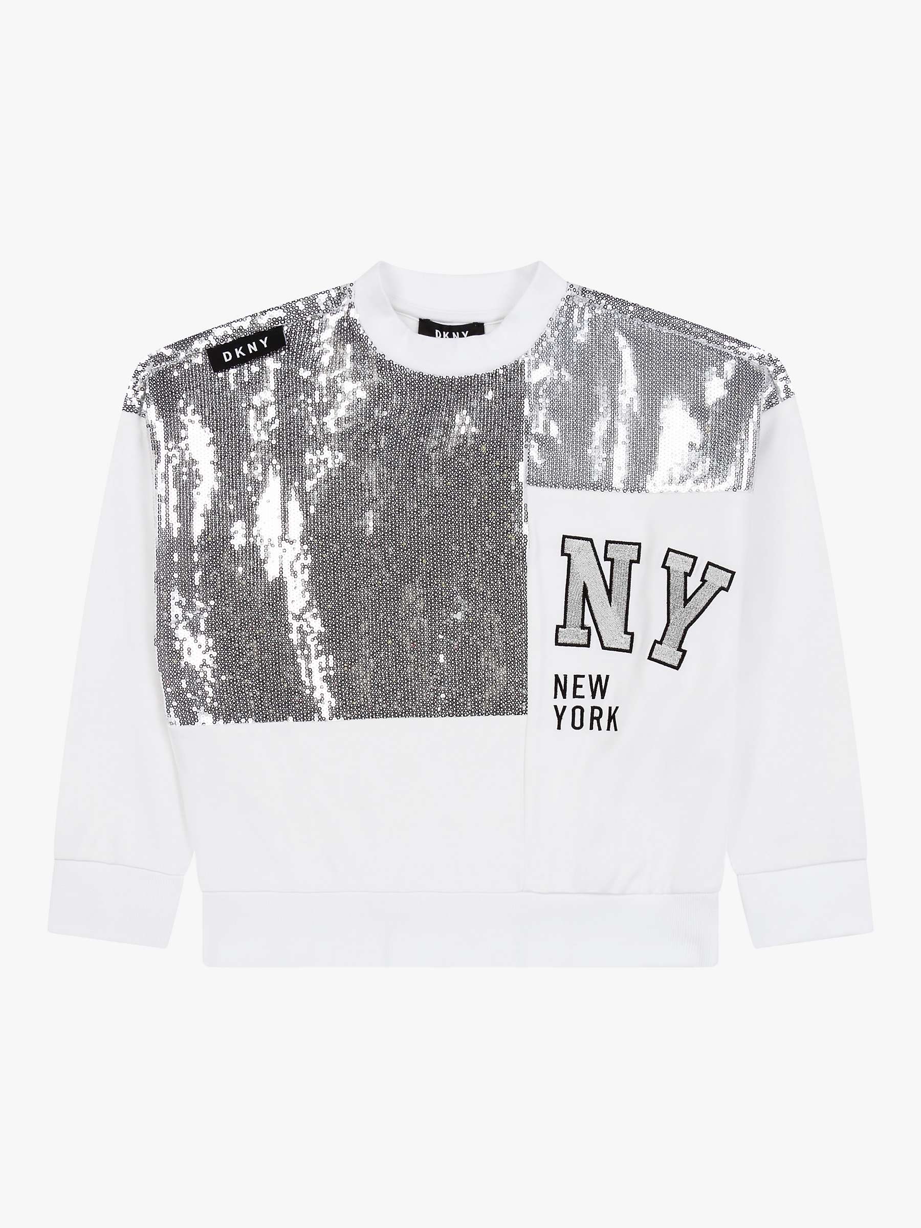Buy DKNY Kids' Fancy Sequin Sweatshirt, Silver/White Online at johnlewis.com