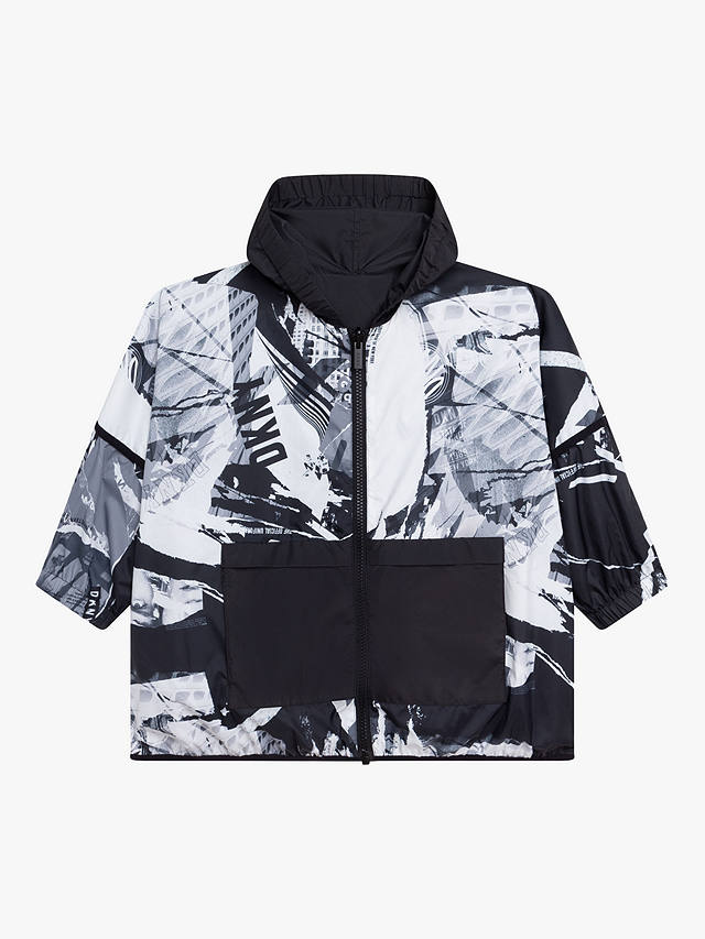 DKNY Kids' Abstract Print Reversible Windbreaker Jacket, Black/White