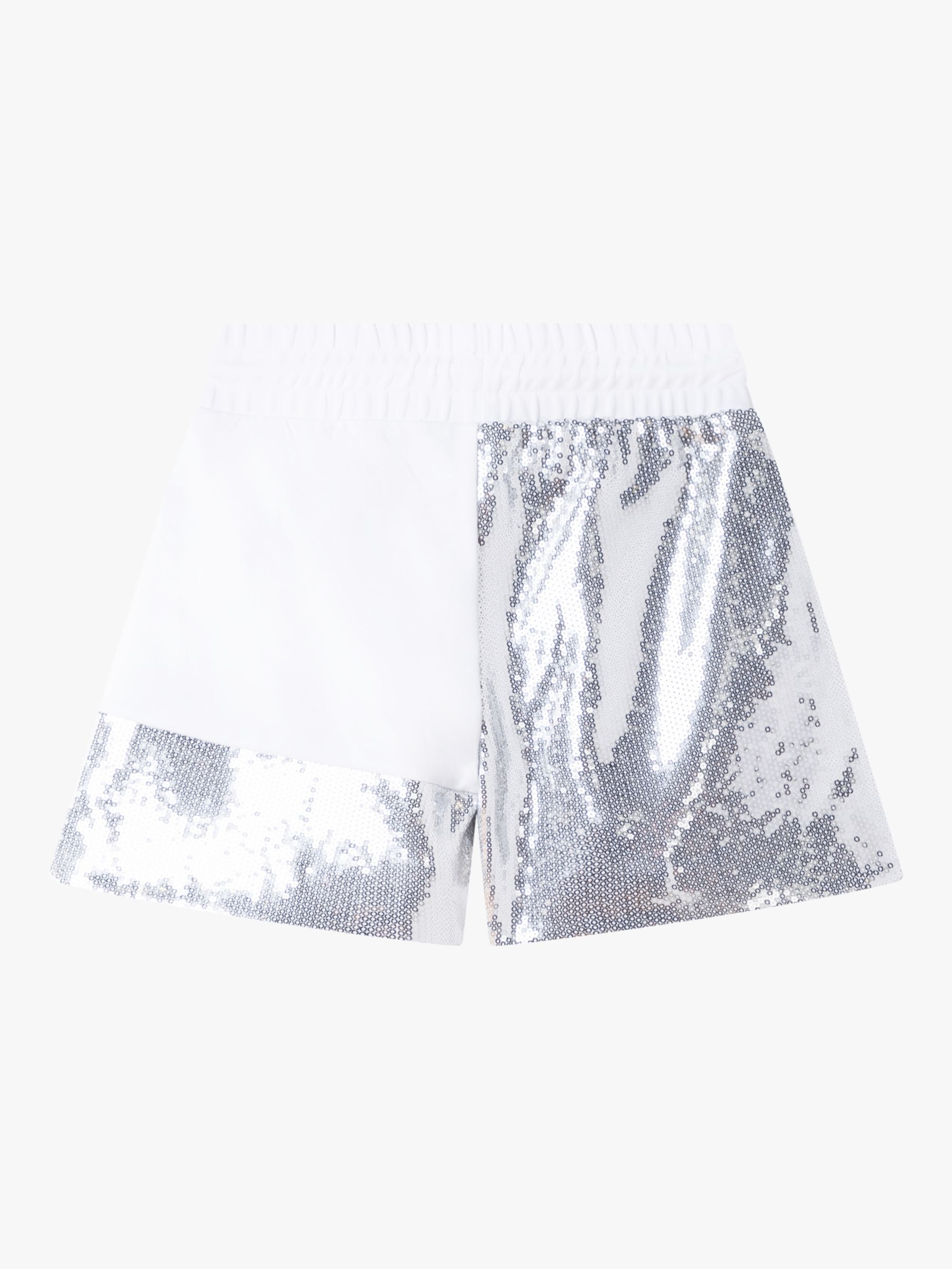 DKNY Kids' Fancy Sequin Logo Shorts, Silver/White, 4 years