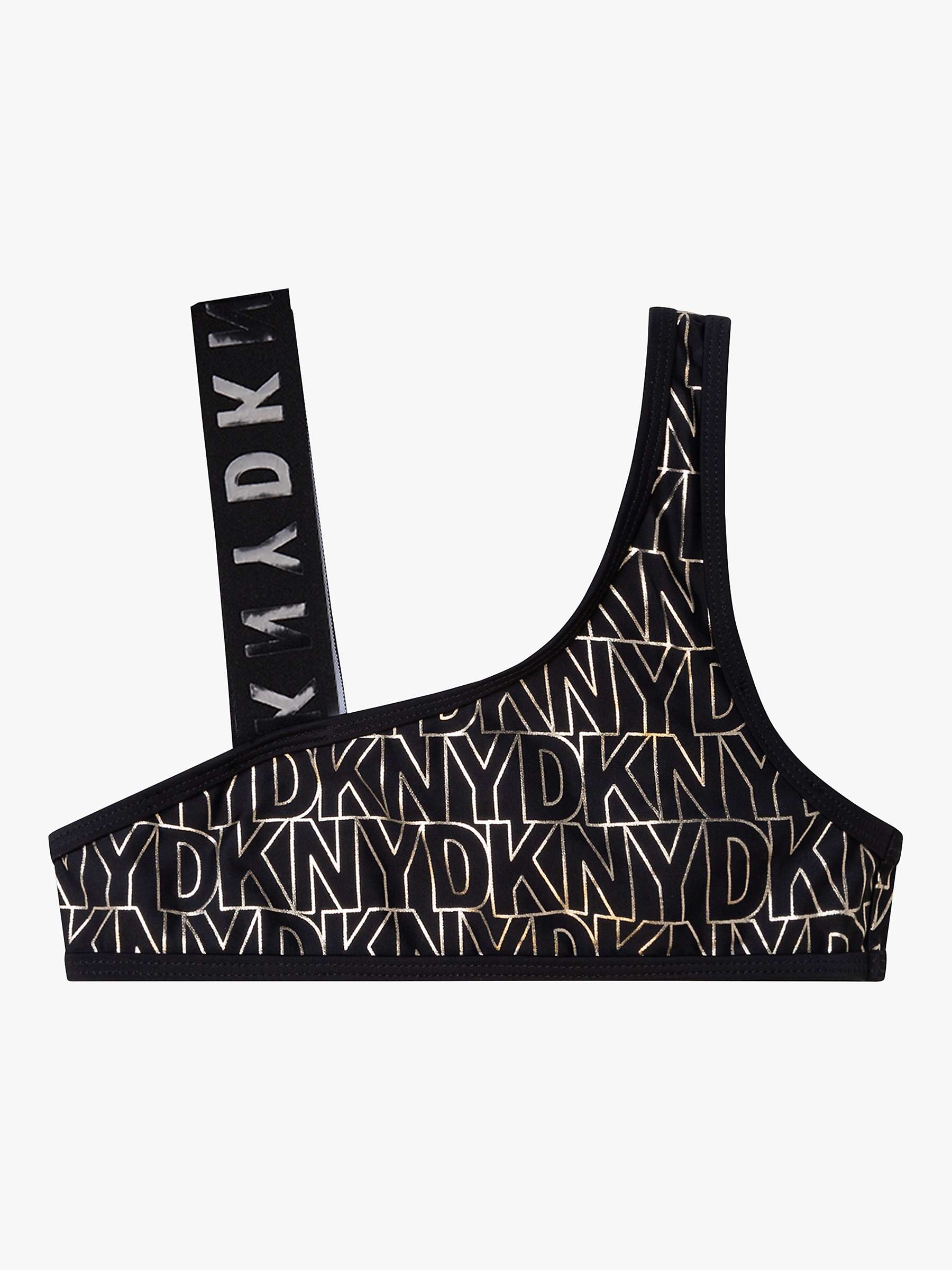 Buy DKNY Kids' Logo Asymmetric Strap Bikini, Black/Gold Online at johnlewis.com