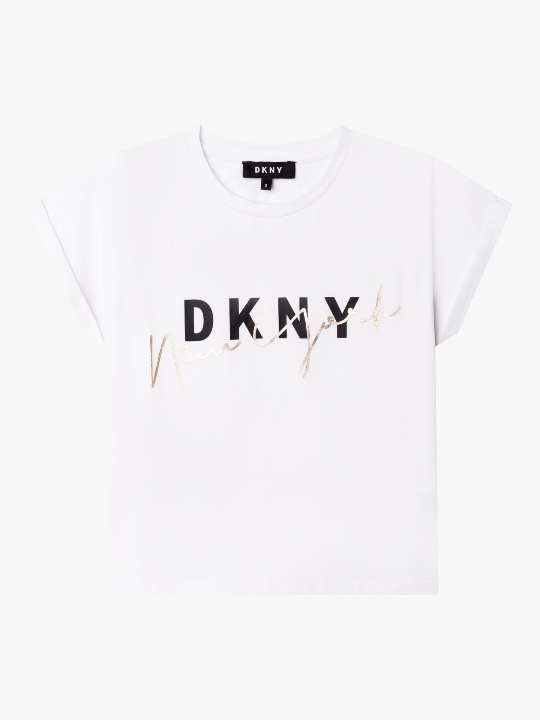 DKNY Kids' New York Script Logo T-Shirt, White