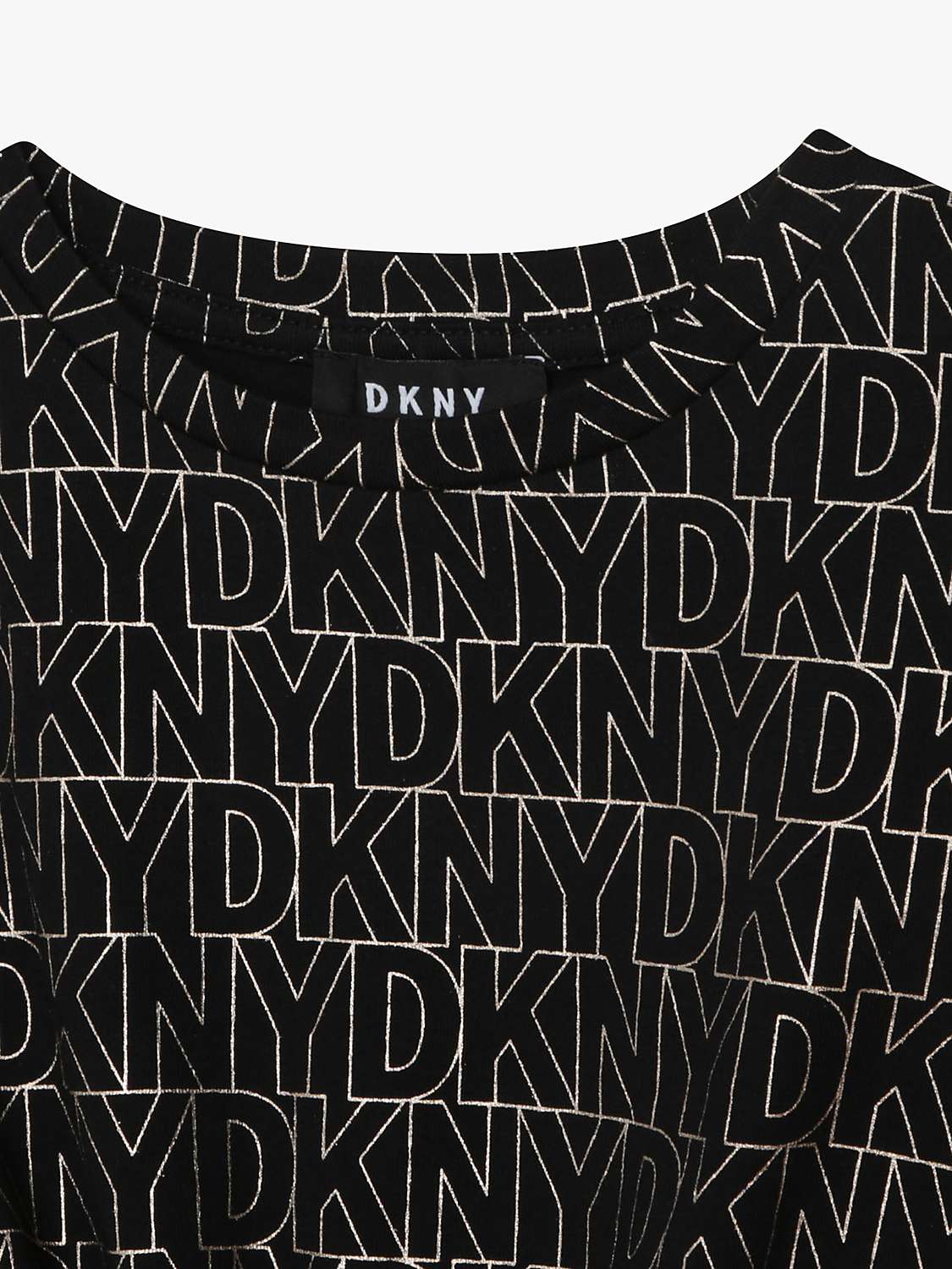 Buy DKNY Kids' Logo Tie Front T-Shirt, Black/Multi Online at johnlewis.com