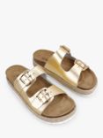 HUSH Woodstock Leather Flatform Slider Sandals, Gold