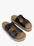 HUSH Woodstock Leather Flatform Slider Sandals, Black