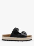 HUSH Woodstock Leather Flatform Slider Sandals, Black