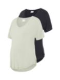 Mamalicious Alison Maternity V-Neck T-Shirt, Pack of 2, Navy