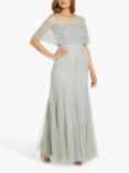 Adrianna Papell Beaded Cape Embellished Maxi Dress, Frosted Sage