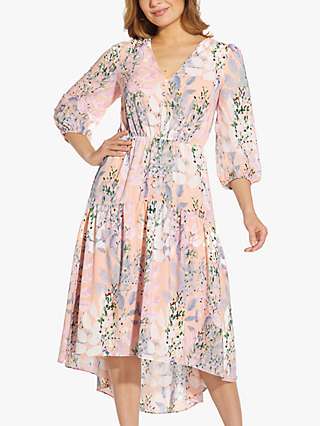 Adrianna Papell Floral Midi Dress, Blush/Multi