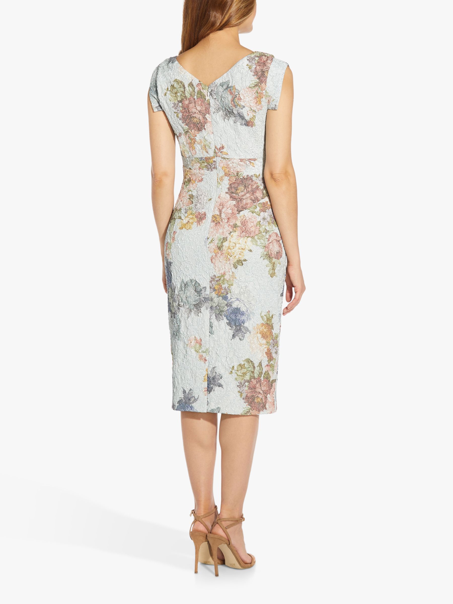 Adrianna Papell Petite Floral Matelasse Midi Dress, Sky Blue/Multi